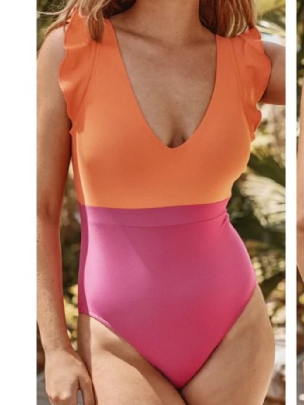 Summersalt Brand Women's 10 Ruffle Backflip Swimsuit Hibiscus & Tangerine